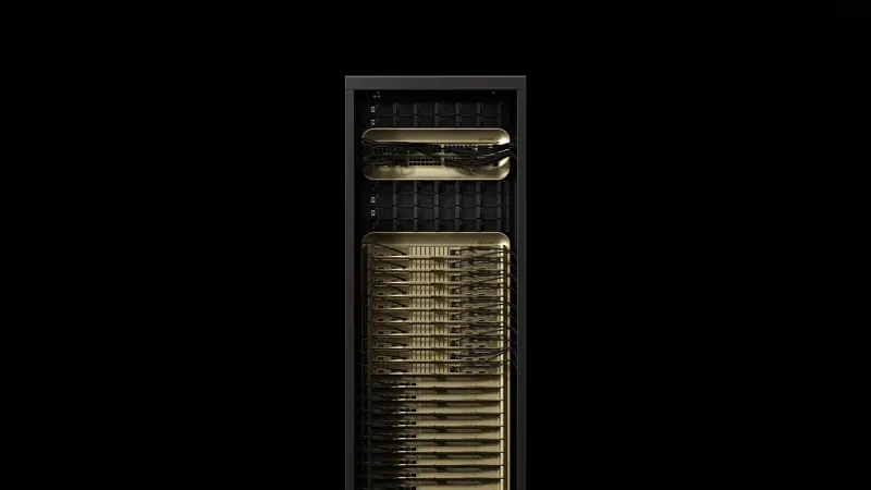 صورة لهيكل رقاقة Blackwell Ultra من Nvidia، مصممة لتحسين أداء الذكاء الاصطناعي من خلال التفكير المنطقي والتعامل مع استفسارات معقدة.