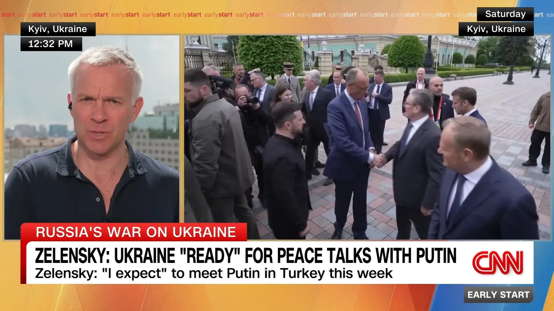 زيلينسكي يتحدث مع مسؤولين في كييف حول استعداد أوكرانيا لإجراء محادثات سلام مع بوتين في تركيا، وسط أجواء متوترة.