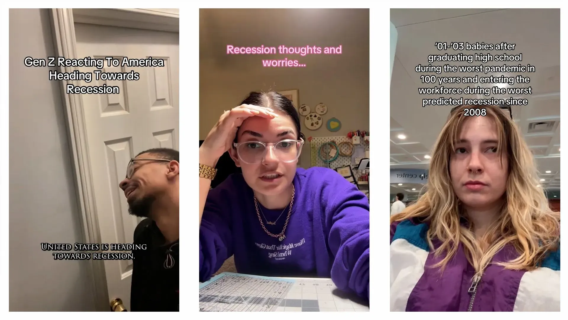 مستخدمو جيل Z يعبرون عن مشاعر القلق بشأن الركود المحتمل في الولايات المتحدة، مع التركيز على تجاربهم المالية.