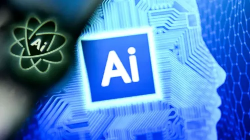 شعار الذكاء الاصطناعي \"AI\" مع خلفية دوائر كهربائية، يبرز تأثير التكنولوجيا على سوق العمل ومستقبل الوظائف.