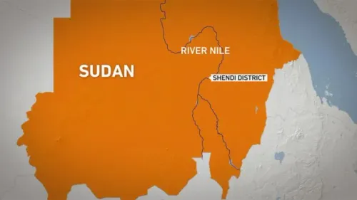 خريطة توضح موقع ولاية نهر النيل في السودان، مع تحديد منطقة شندي ونهر النيل، في سياق الحوادث البحرية المأساوية.