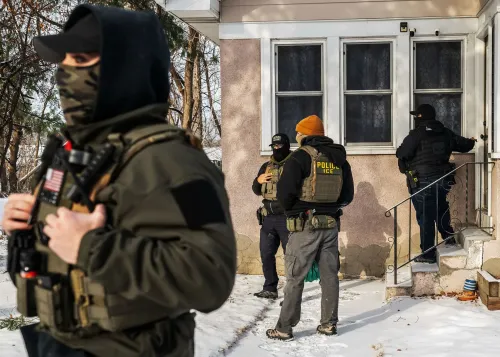 ضباط الهجرة يرتدون زيًا تكتيكيًا أثناء تنفيذ عملية اعتقال في مينيابوليس، مما يعكس التغيرات في سياسة الهجرة الأمريكية.