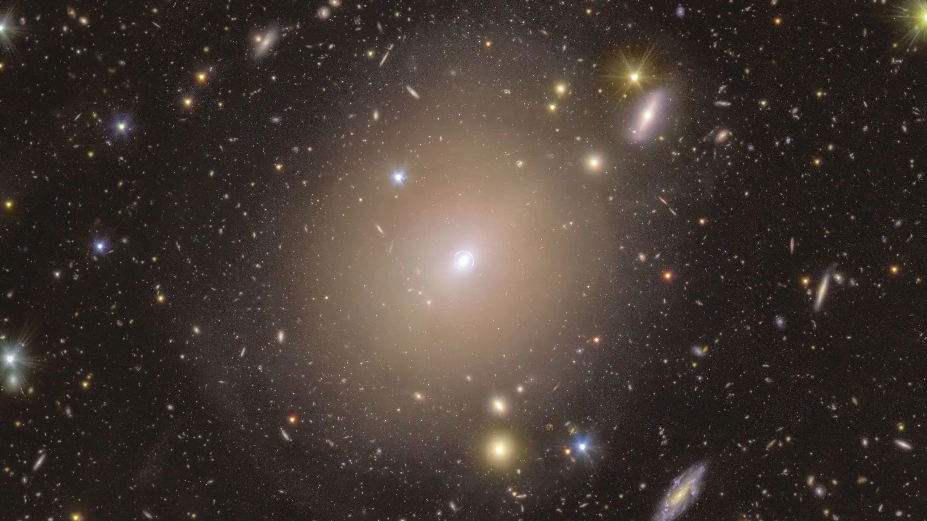 اكتشاف حلقة أينشتاين حول المجرة NGC 6505 بواسطة تلسكوب إقليدس، يظهر الضوء المشوه من مجرة بعيدة، مما يعكس قوة العدسة الجاذبية.